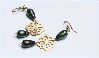 Earrings in Copper and Glass beads