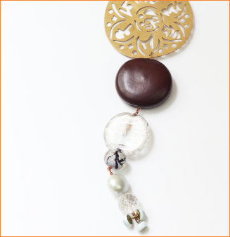 Spiritual motif, seed, glass beads, crystal and pearl